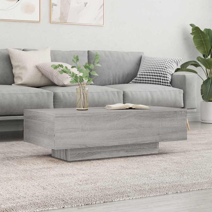 vidaXL Salontafel 100x49,5x31 cm bewerkt hout grijs sonoma, Huis en Inrichting, Tafels | Salontafels, 100 tot 150 cm, Nieuw, Overige houtsoorten