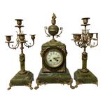 Klok en garnituur set (3) - Messing, Onyx - 1910-1920, Antiek en Kunst, Antiek | Klokken