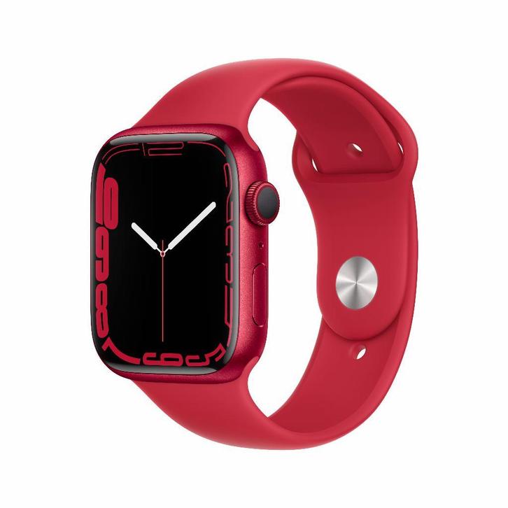 Refurbished Apple Watch Series 7 45mm, Sieraden, Tassen en Uiterlijk, Smartwatches, iOS, Waterdicht, Rood, Verzenden