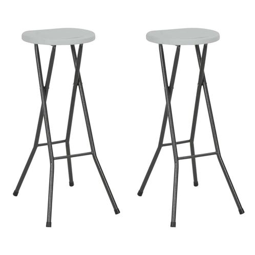 vidaXL Barkrukken inklapbaar 2 st HDPE en staal wit, Tuin en Terras, Tuinstoelen, Nieuw, Metaal, Verzenden