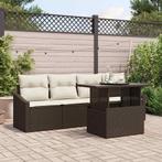vidaXL Tuin Sofa Set met opslag 5 pcs Bruin Poly riet, Verzenden, Nieuw, Rotan