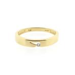 Gouden solitair ring met diamant | 0,02 ct. (gouden ring), Gebruikt, Overige kleuren, Ophalen of Verzenden, 17 tot 18