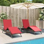 vidaXL Ligstoelen 2 st met tafel poly rattan bruin (alleen, Tuin en Terras, Ligbedden, Verzenden, Nieuw