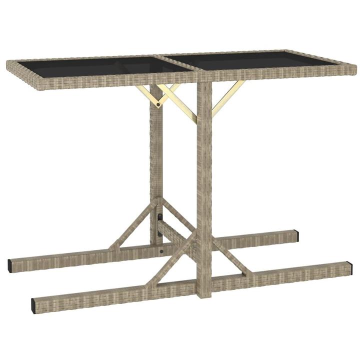 vidaXL Tuintafel 110x53x72 cm glas en poly rattan beige, Tuin en Terras, Tuintafels, Nieuw, Verzenden