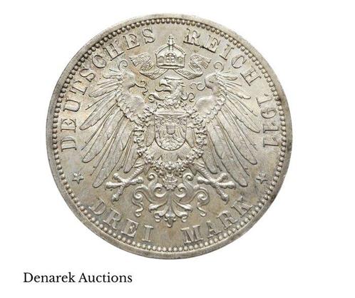Duitsland, Schaumburg-Lippe 3 Mark 1911 Top Grade (Zonder, Postzegels en Munten, Munten | Europa | Niet-Euromunten