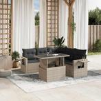 vidaXL 6-delige Loungeset met kussens poly rattan lichtgrijs, Tuin en Terras, Verzenden, Nieuw, Rotan, Loungeset