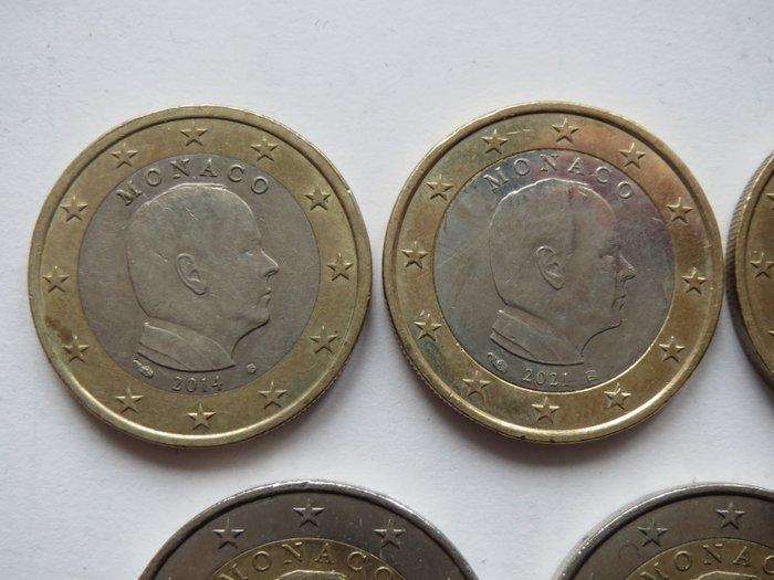 Monaco. 1 Euro / 2 Euro 2014/2023 (10 monete) (Zonder, Postzegels en Munten, Munten | Europa | Euromunten