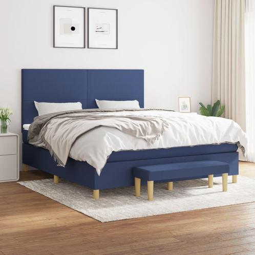 vidaXL Boxspring met matras stof blauw 160x200 cm, Huis en Inrichting, Slaapkamer | Bedden, 160 cm, 200 cm, Blauw, Tweepersoons