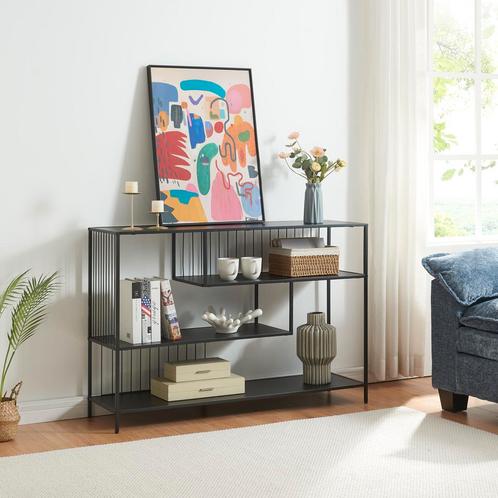 Console tafel Oxelösund 120x33x80 cm zwart [en.casa], Huis en Inrichting, Tafels | Sidetables, Nieuw, Verzenden