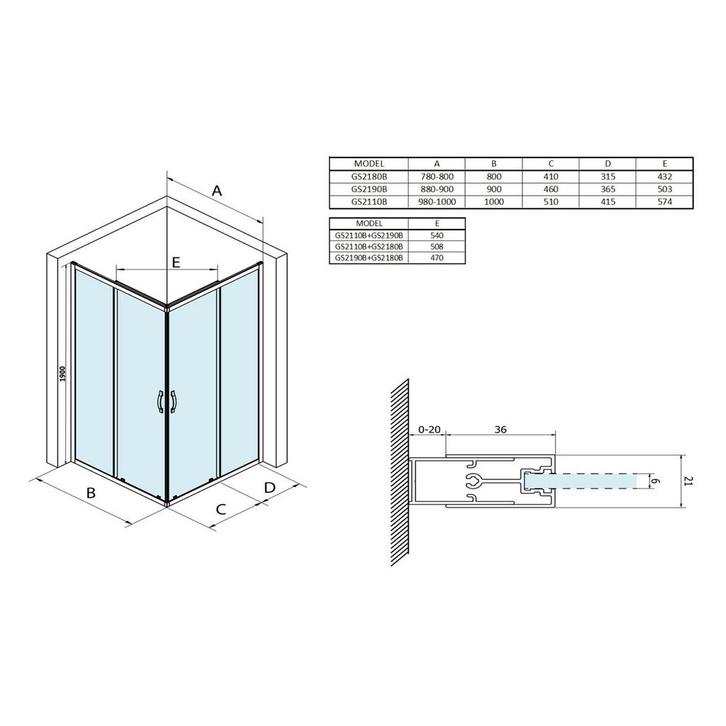 Douchecabine Gelco Sigma Simply Black Rechthoek 100x80x190, Doe-het-zelf en Verbouw, Sanitair, Ophalen of Verzenden