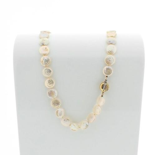 Parel collier met gouden slot | 42 cm (vintage, sierslot), Sieraden, Tassen en Uiterlijk, Kettingen, Overige kleuren, Gebruikt