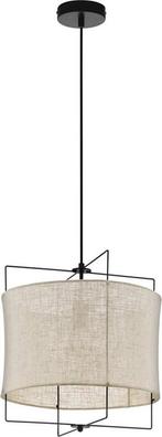 EGLO Bridekirk Hanglamp E27 - Ø 40 cm - Zwart/Linnen, Huis en Inrichting, Lampen | Hanglampen, Ophalen of Verzenden, Zo goed als nieuw