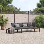 vidaXL 3-delige Loungeset met kussens aluminium zwart, Verzenden, Nieuw, Aluminium, Loungeset