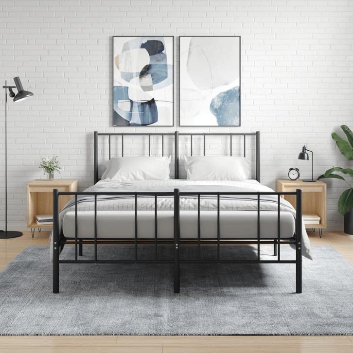 vidaXL Nachtkastjes 2 st 40x35x50 cm sonoma eikenkleurig, Huis en Inrichting, Slaapkamer | Nachtkastjes, Nieuw, Minder dan 45 cm