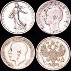 Frankrijk, Servië, Verenigd Koninkrijk, Rusland. Lot of four, Postzegels en Munten, Munten | Europa | Niet-Euromunten