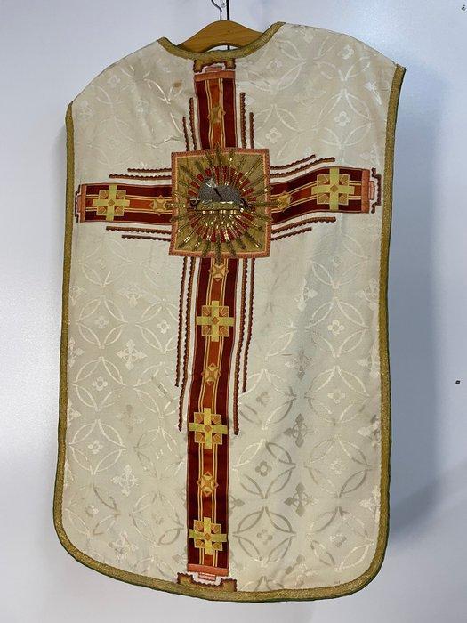 Relikwie - Zijde, Katoen - 1850-1900 - Kazuifel met Lam van, Antiek en Kunst, Kunst | Niet-Westerse kunst