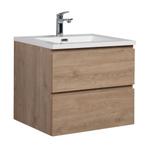 Badkamermeubel Set Angela 60cm Kastanje Eiken Badmeubel, Verzenden, Nieuw, Wastafelkast
