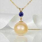 Zonder minimumprijs - Hanger - 14 karaat Geel goud Saffier -