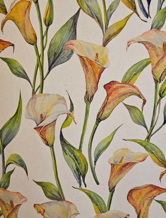 300X280cm! Florale stof met Callas in Art Nouveau-stijl van, Antiek en Kunst, Antiek | Kleden en Textiel