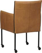 Cognac leren moderne kuipstoel - poot rond zwart met wiel -, Huis en Inrichting, Stoelen, Overige kleuren, Nieuw, Leer, Ophalen of Verzenden