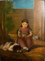 Europese school (XIX) - Child Portrait with Dog