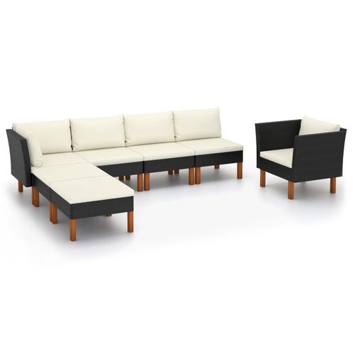 vidaXL 7-delige Loungeset poly rattan en eucalyptushout, Tuin en Terras, Tuinsets en Loungesets, Loungeset, Nieuw, Rotan, Verzenden