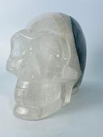 Massieve melk-witte kwarts schedel met opvallende zwarte, Verzamelen