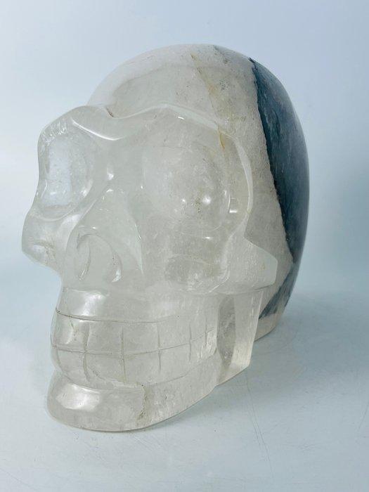 Massieve melk-witte kwarts schedel met opvallende zwarte, Verzamelen, Mineralen en Fossielen