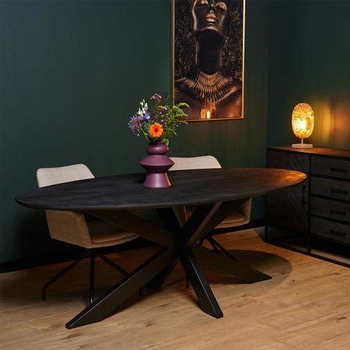 *WOONWINKEL* Starfurn New York Ovale Eettafel Zwart Hout 160, Huis en Inrichting, Tafels | Eettafels, Nieuw, Verzenden