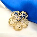 Gouden broche als bloem met emaille (vintage) (vintage), Sieraden, Tassen en Uiterlijk, Broches, Ophalen of Verzenden, Gebruikt