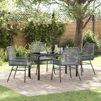 vidaXL 5-delige Tuin Eetset met Kussens Grijs Poly Rattan, Verzenden, Nieuw, Rotan