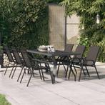 vidaXL Tuintafel 180x80x70 cm staal en glas grijs en zwart, Tuin en Terras, Tuintafels, Verzenden, Nieuw, Metaal