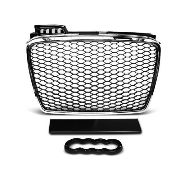 Grill Audi A4 B7 (2004-2008) RS4 Chroom-Black Embleemloos, Auto-onderdelen, Overige Auto-onderdelen, Ophalen of Verzenden