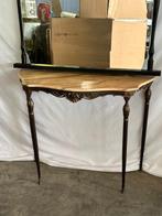Wandtafel - Carrara marmer, Glas, Hout, Messing - Vintage, Antiek en Kunst, Curiosa en Brocante
