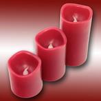 Wax led kaarsen set 3 stuks Rood, Nieuw, Verzenden