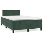 vidaXL Boxspring met matras fluweel donkergroen 120x190 cm, Huis en Inrichting, Slaapkamer | Bedden, Verzenden, Nieuw, 190 cm of minder