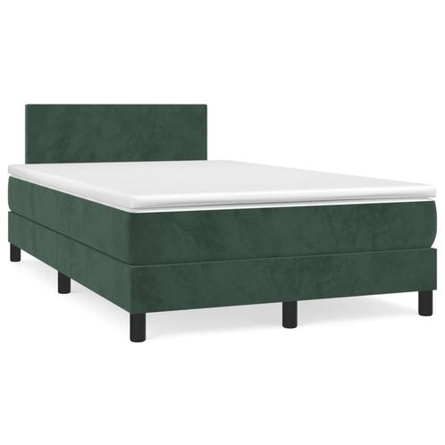 vidaXL Boxspring met matras fluweel donkergroen 120x190 cm, Huis en Inrichting, Slaapkamer | Bedden, 120 cm, 190 cm of minder