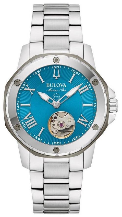 Bulova 98L317 Marine Star automatisch dameshorloge 34 mm, Sieraden, Tassen en Uiterlijk, Horloges | Dames, Staal, Nieuw, Staal