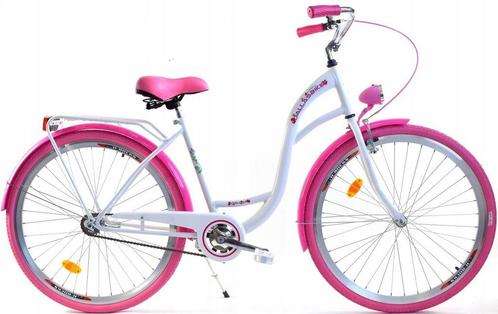 Stevige meisjesfiets 26 inch, wit met roze, Dallas Bike -..., Fietsen en Brommers, Fietsen | Meisjes, Nieuw, Ophalen of Verzenden