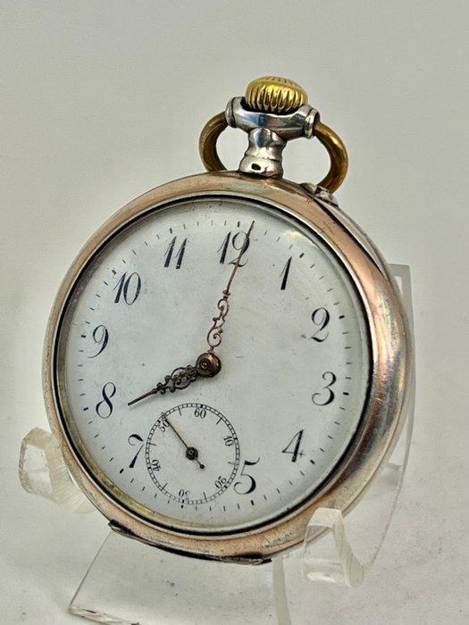 Cilindro Argento Tedesco . 10 Rubis . Remontoir . Firmato, Sieraden, Tassen en Uiterlijk, Horloges | Heren