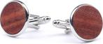 Manchetknoop Rose Wood Zilver maat one size Heren, Verzenden, Nieuw