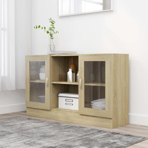 vidaXL Vitrinekast 120x30,5x70 cm bewerkt hout sonoma, Huis en Inrichting, Kasten | Buffetkasten, 25 tot 50 cm, Nieuw, Overige houtsoorten