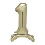 Gouden Cijfer Ballon 1 Jaar Met Standaard 76cm, Hobby en Vrije tijd, Feestartikelen, Verzenden, Nieuw