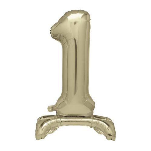 Gouden Cijfer Ballon 1 Jaar Met Standaard 76cm, Hobby en Vrije tijd, Feestartikelen, Nieuw, Verzenden
