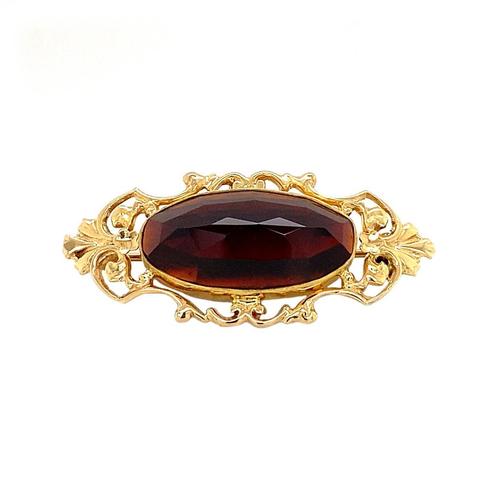 Gouden broche met granaat 14 krt, Sieraden, Tassen en Uiterlijk, Broches, Nieuw, Ophalen of Verzenden