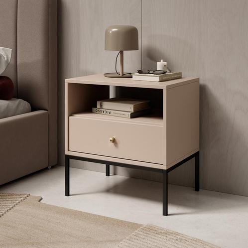 Nachtkastje beige goud 54x39x56 Bedkast, Huis en Inrichting, Slaapkamer | Nachtkastjes, Nieuw, Verzenden