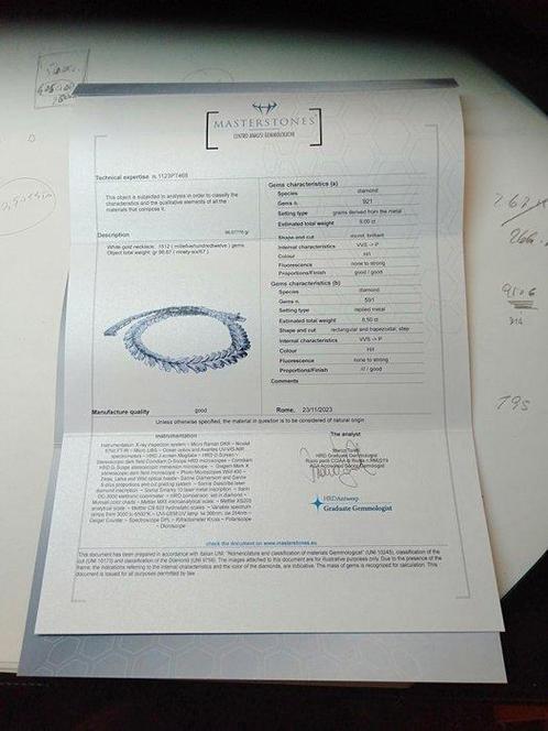 Choker halsketting Witgoud Diamant - Diamant, Sieraden, Tassen en Uiterlijk, Antieke sieraden