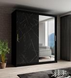 Kledingkast marmer zwart 180x62x200 schuifdeuren met spiegel, Nieuw, 150 tot 200 cm, Modern, 50 tot 75 cm