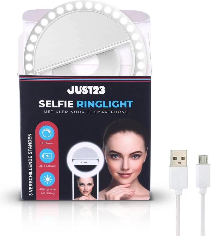 JUST23 Ringlamp voor Telefoon, Laptop &amp; Tablet – Selfie, Huis en Inrichting, Lampen | Losse lampen, Nieuw, Ophalen of Verzenden