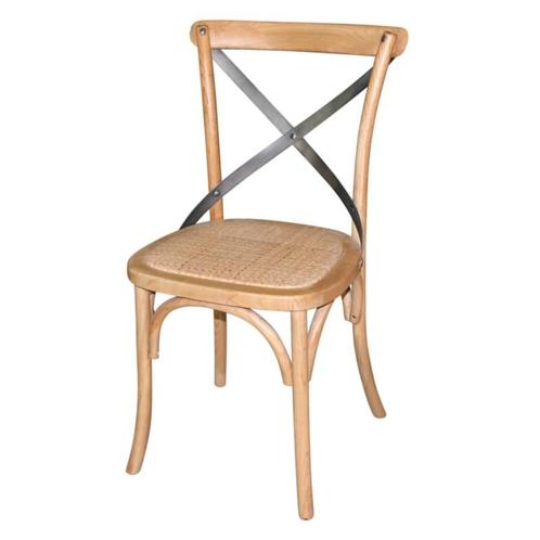 Houten stoel met gekruiste rugleuning, 2 stuks, Zakelijke goederen, Horeca | Meubilair en Inrichting, Nieuw zonder verpakking